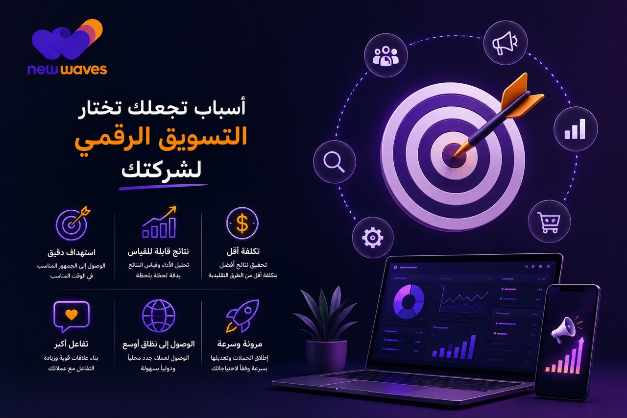 أسباب تجعلك تختار التسويق الرقمي لشركتك - شركة نيو ويفز
